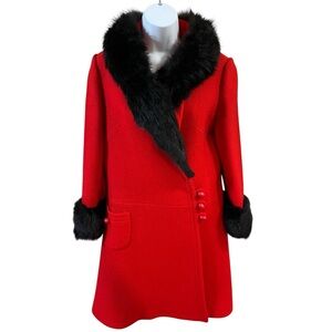 Vintage Michel Daniel Women’s Wool Fur Coat Paris France 50s 60s